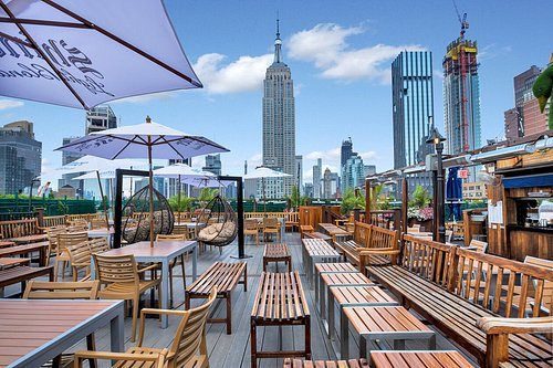 Referencia de azotea en Nueva York de noche