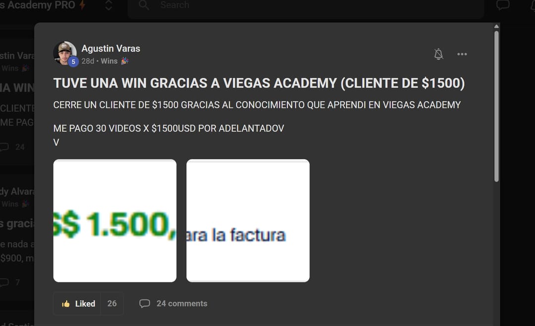 Captura real de la comunidad de Viegas Academy