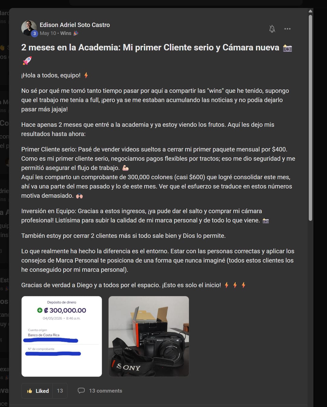 Captura real de la comunidad de Viegas Academy