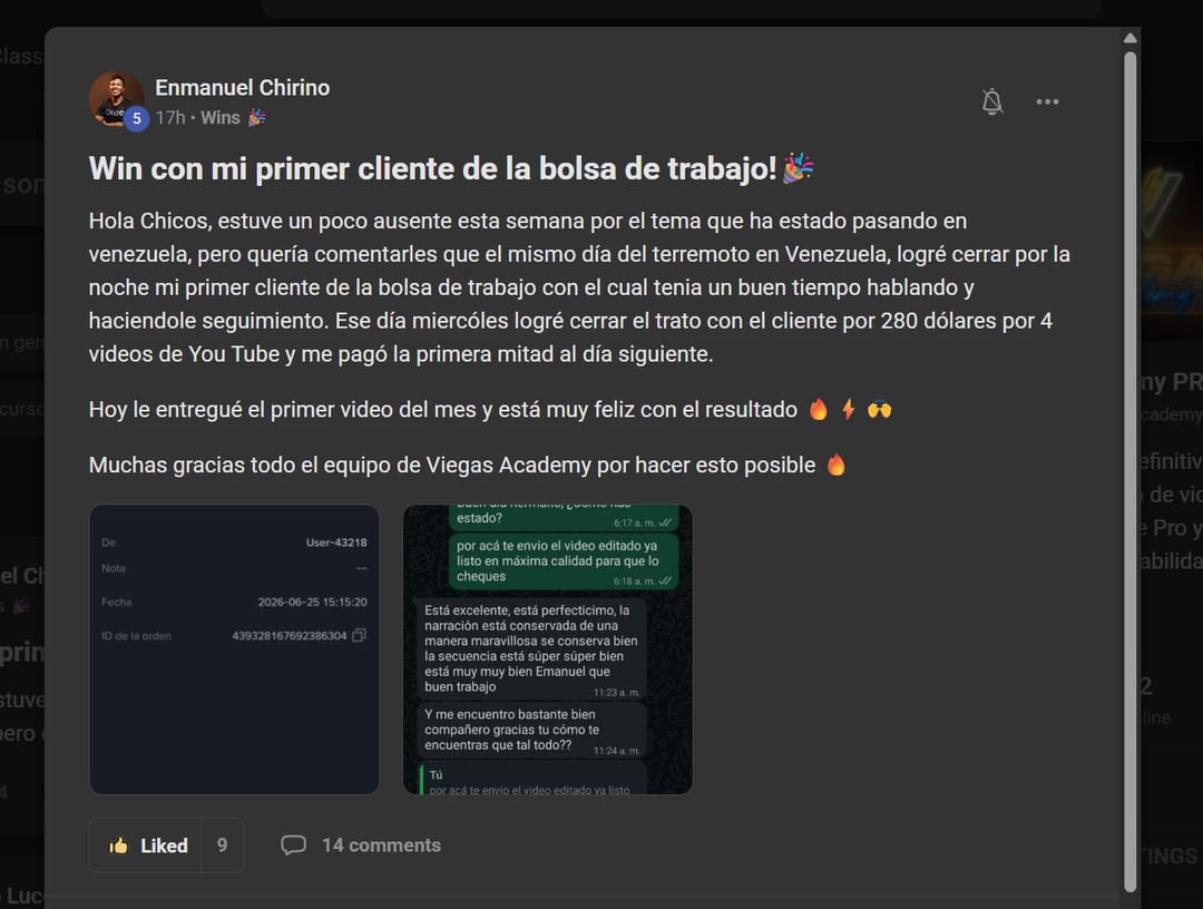 Captura real de la comunidad de Viegas Academy