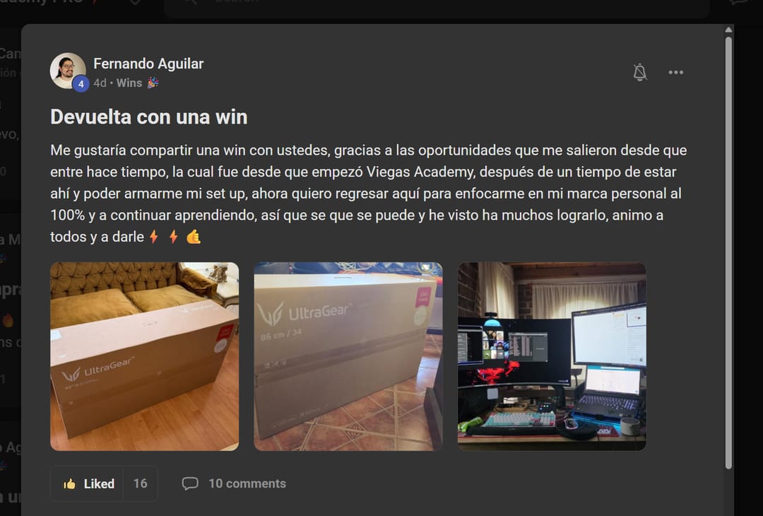 Captura real de la comunidad de Viegas Academy