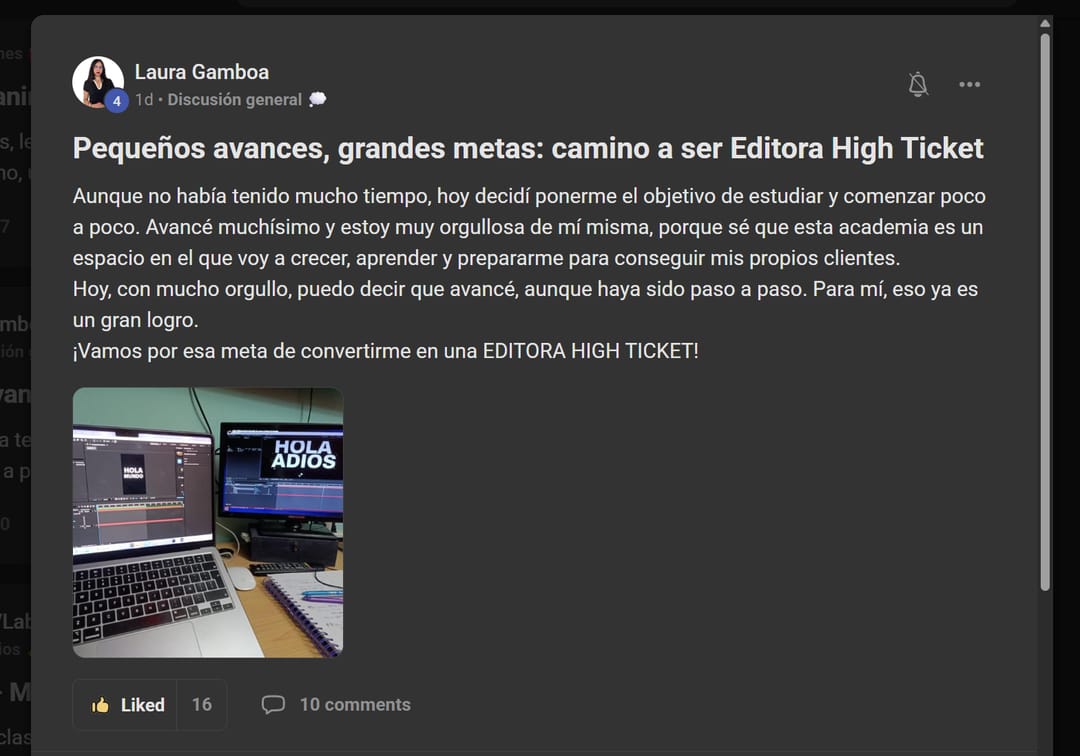 Captura real de la comunidad de Viegas Academy
