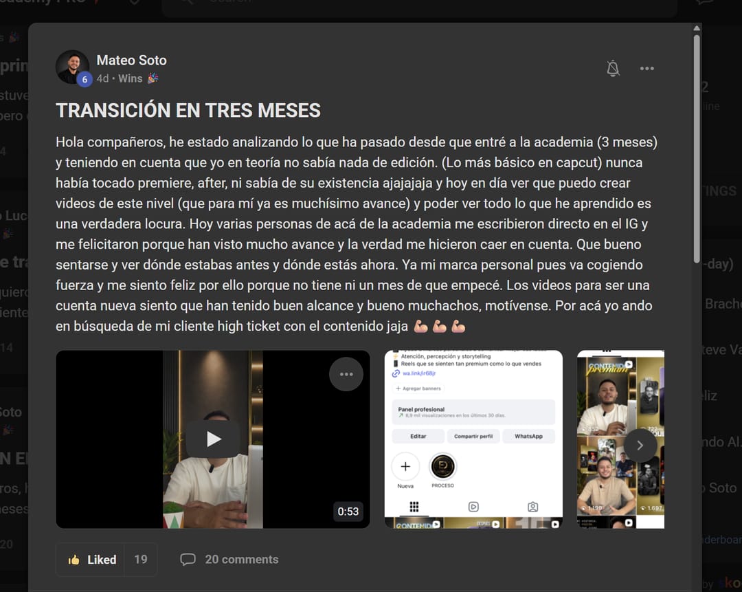 Captura real de la comunidad de Viegas Academy
