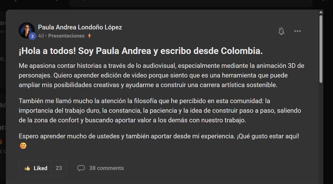 Captura real de la comunidad de Viegas Academy